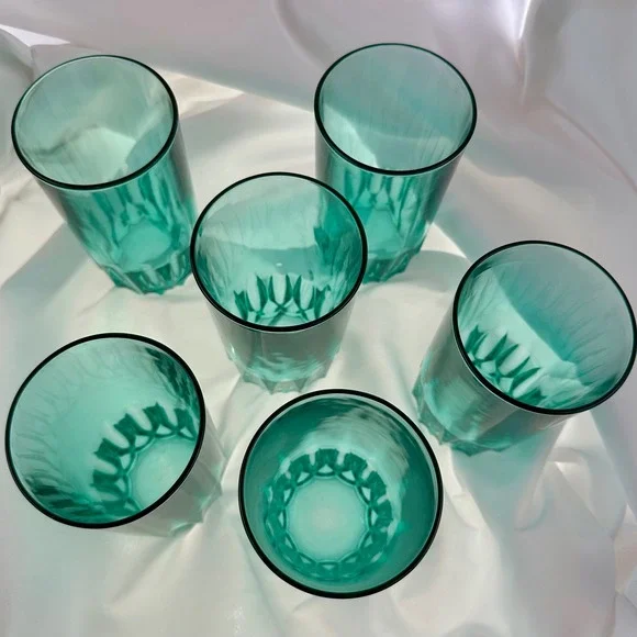 Set of 6 Vintage Green Luminarc Glasses Holiday Christmas Barware Entertaining - Picture 5 of 17